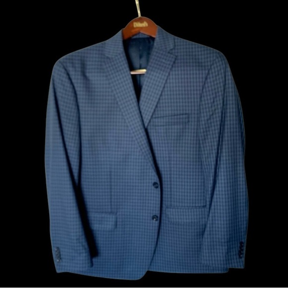 Michael Kors Blue/Black Plaid Dress Coat - Picture 2 of 8